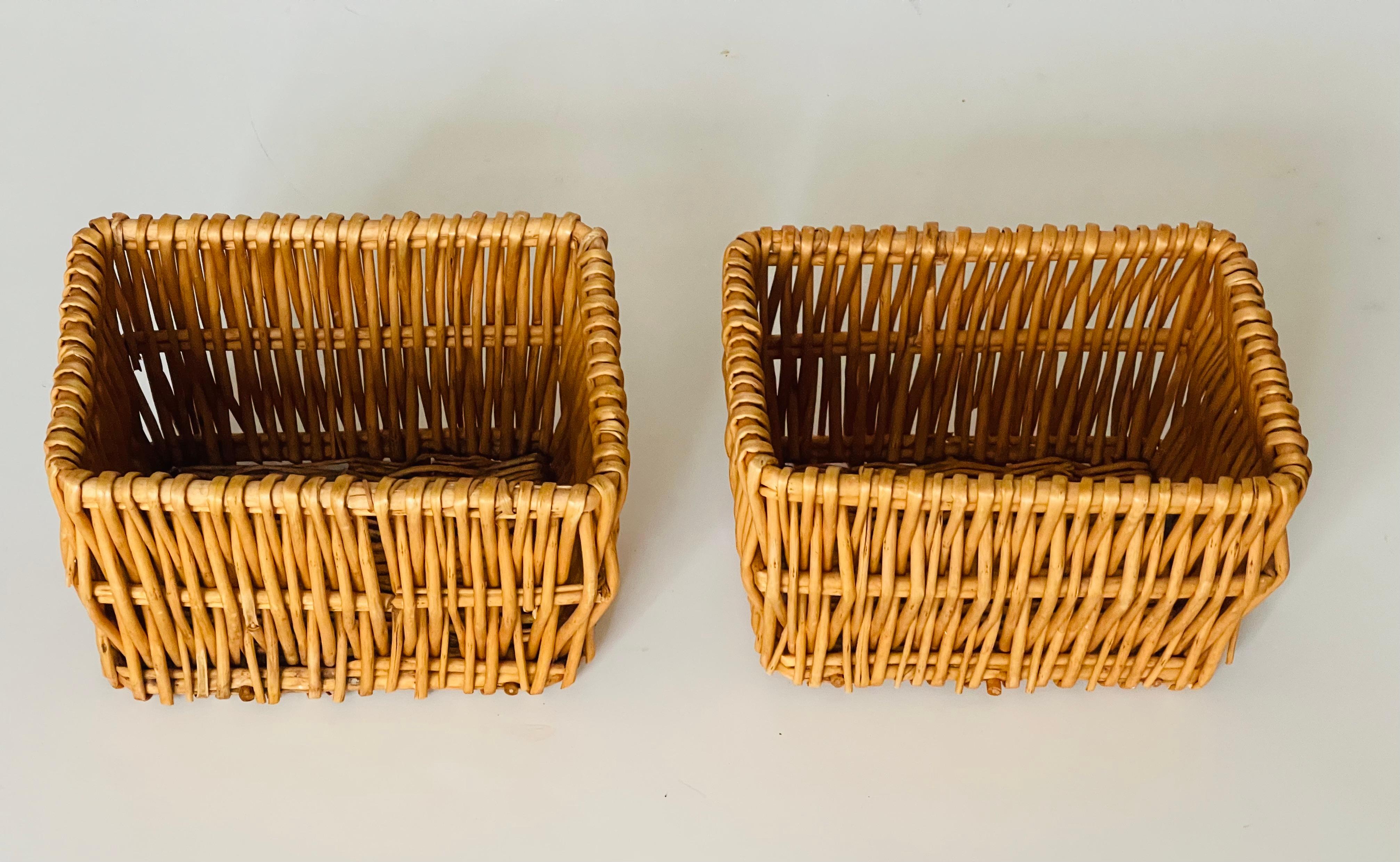 Mid-20th Century Pair Small Wicker Baskets For Sale