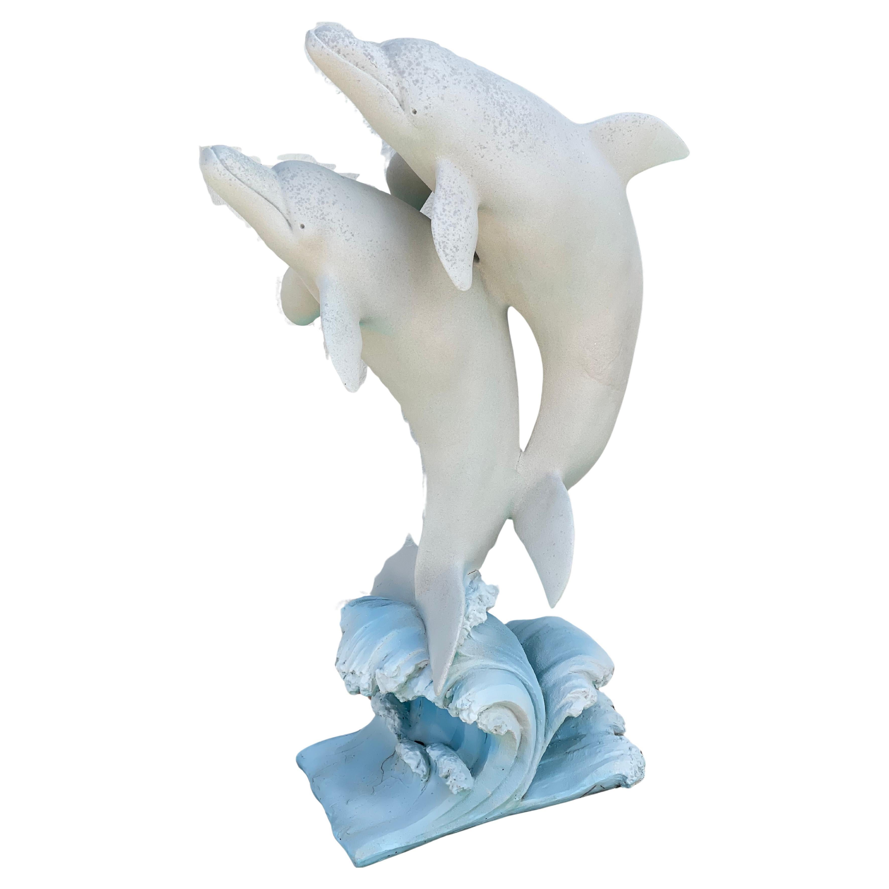 Vintage Delphine Küste Marine Outdoor-Skulptur im Angebot