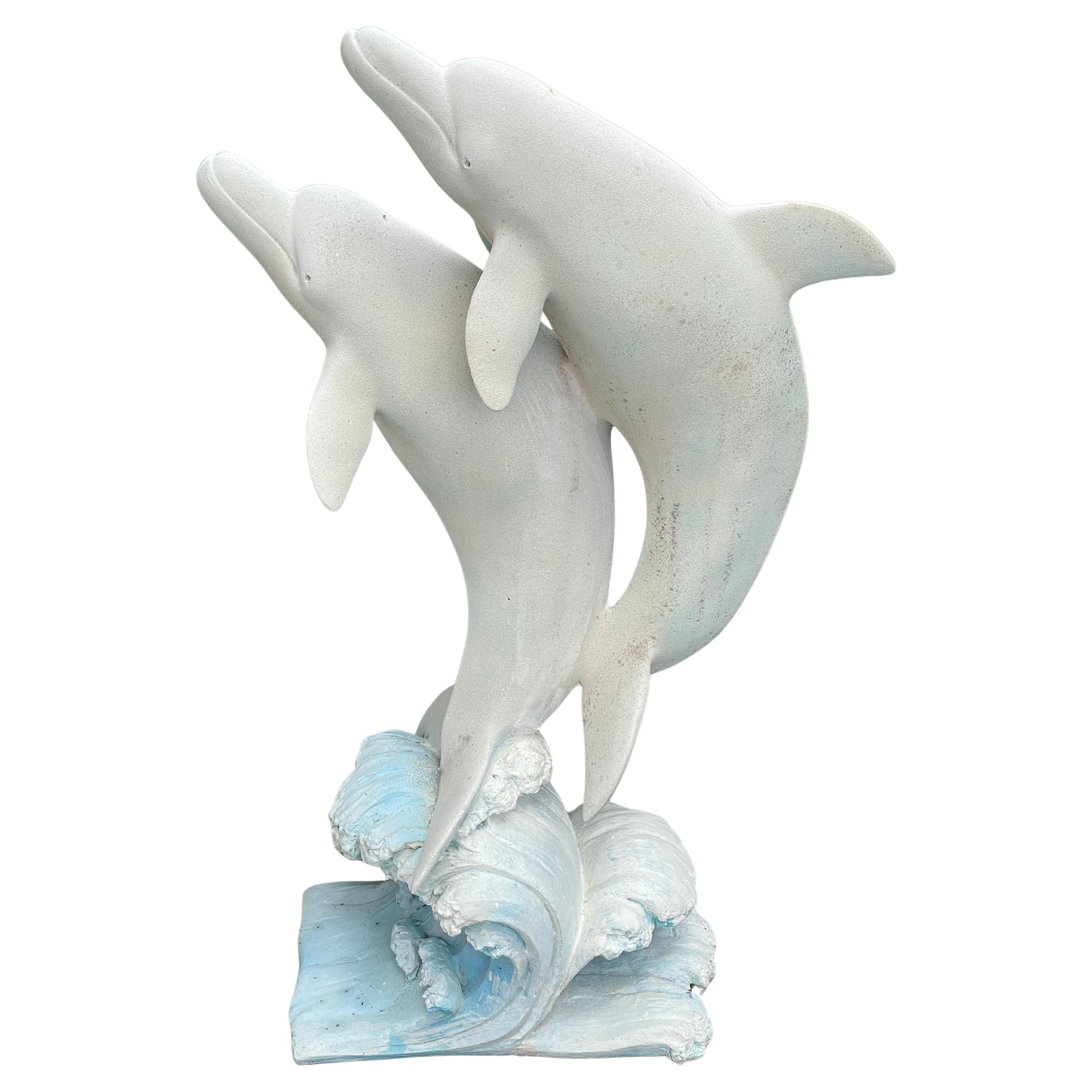 Vintage Dolphins Coastal Marine Outdoor Sculpture en vente