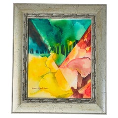 Contemporary Abstract Watercolor Signed Florida Artist