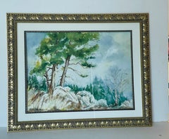 Charming Forest Mountain Watercolor Landscape