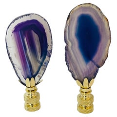 Nature’s Beauty Agate Stone Slic s Pair Lamp Finiald