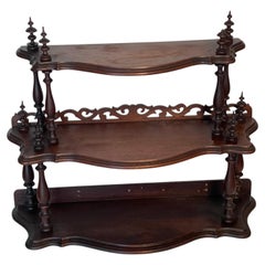 Antique 3 Tier Carved Wood Eall Shelf