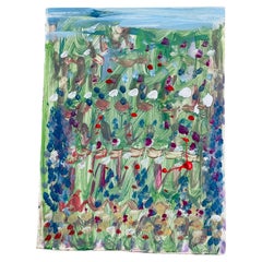 Abstract Acrylic on Paper Palm Beach Summer Garden by Elia