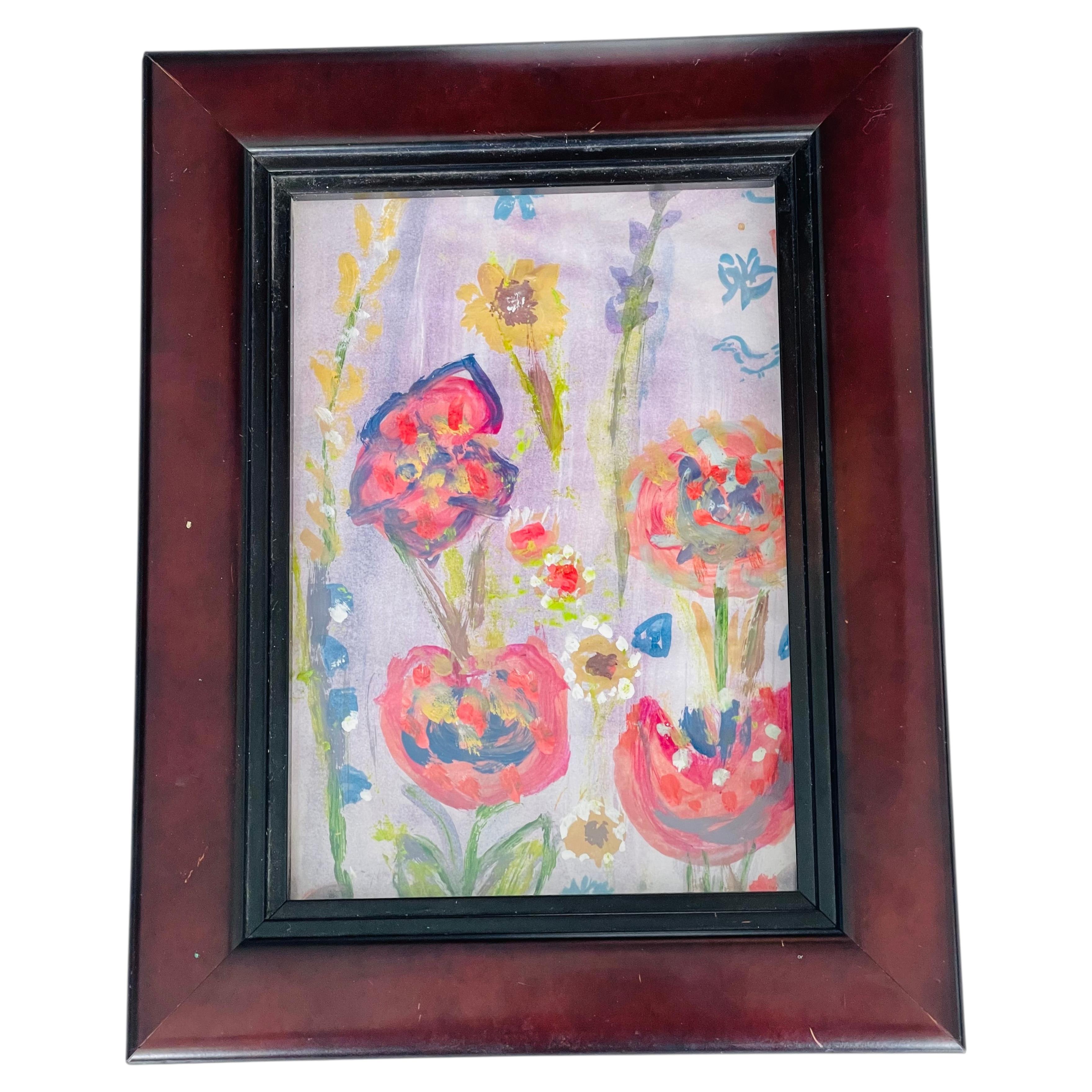 Mini Abstract Hedgehog Garden Series by Elia Framed