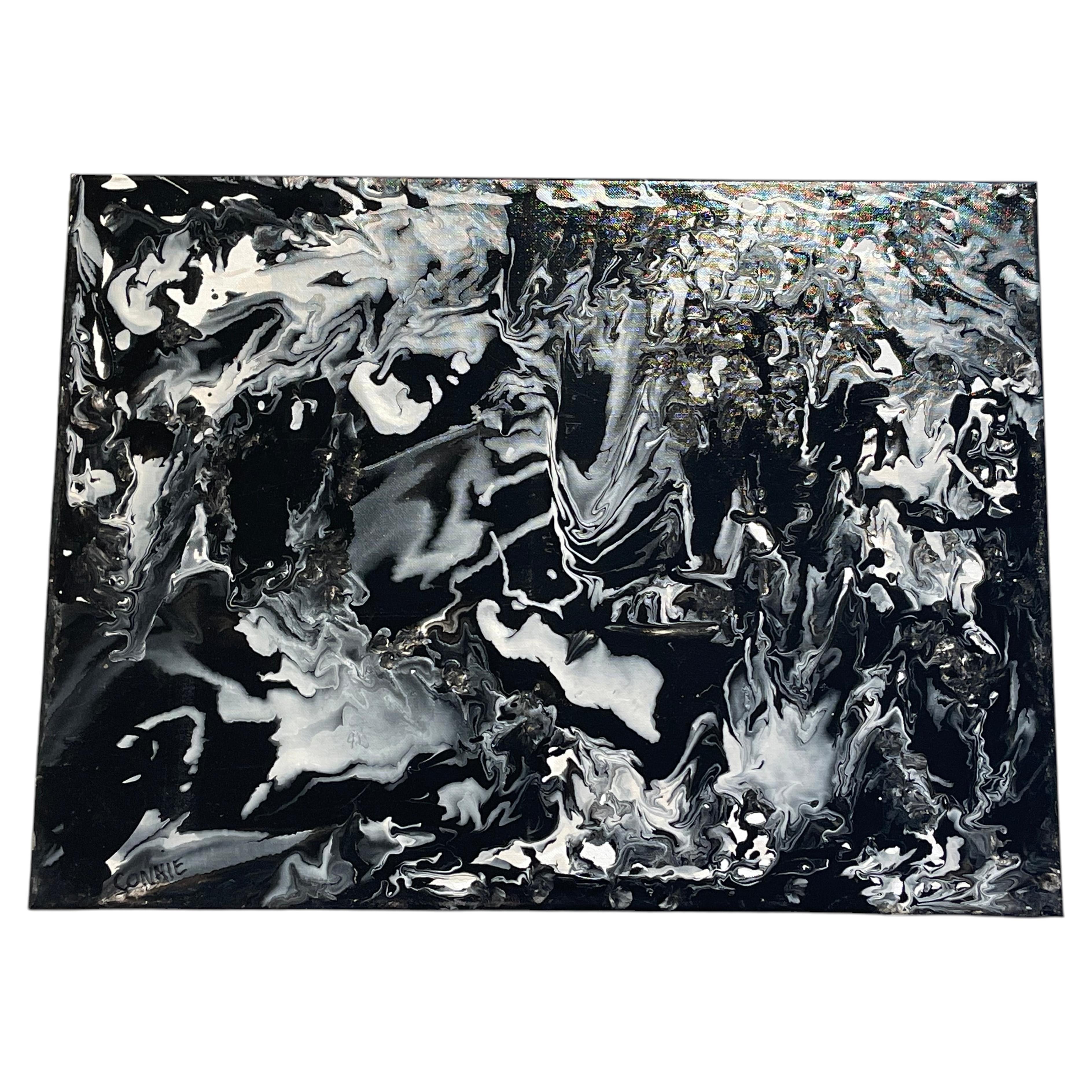 Abstract Dramatic Acrylic on Canvas Signed Painting