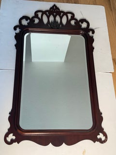 Antique American Chippendale Style Walnut Mirror with Bronze Eagle