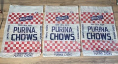 3 Stück Vintage-Purina-Chow-Großsäcke für eine rustikale Landhaus-Einrichtung