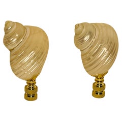 Pair Mother of Pearl Turbo Sea Shells Lamp Finials