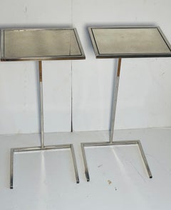 Sadie Pair Glass Chrome Side Spot Tables Pair