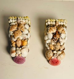 Pair of Sea Shell Encrusted Wall Brackets