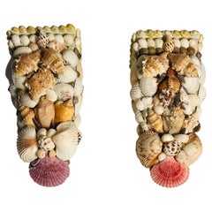 Pair of Sea Shell Encrusted Wall Brackets