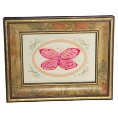 Abstract Mini Painting of Pink Lady Butterfly Framed