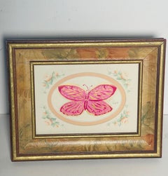 Abstract Mini Painting of Pink Lady Butterfly Framed
