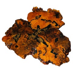 Great Vintage Red Wood Burl Stump Slab Coffee Table