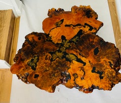 Great Vintage Red Wood Burl Stump Slab Coffee Table