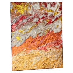 20 th c Abstract in Gold Acrylic on Canvas Painting