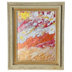20 th c Abstract in Gold Acrylic on Canvas Painting