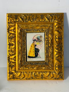 Spanish Antique Embroidered Flamenco Framed Postcard