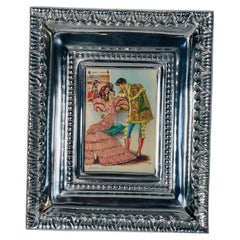 Antique Spanish Flamenco Torreador Image in Metal Frame