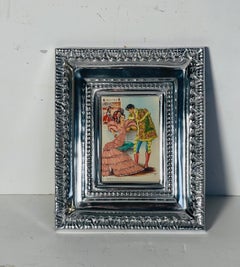 Antique Spanish Flamenco Torreador Image in Metal Frame