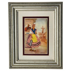 Spanish Antique Flamenco Dancer Embroidered Postcard Framed