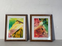 Pair of Abstract Watercolors by Florida Artist, Signed and Framed