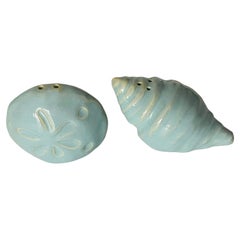 Vintage Pair of Ceramic Sea Shell Salt and Pepper Shakers