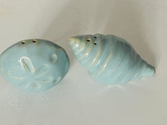 Vintage Pair of Ceramic Sea Shell Salt and Pepper Shakers