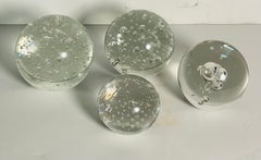 Set of 4 pcs Controlled Bubbles Clear Glass Paperweights