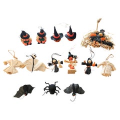 Vintage Set of 14 Handmade Halloween Figurines