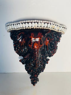 Safari Style Elephant Head Wall Bracket with Sea Shells Border