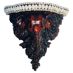 Safari Style Elephant Head Wall Bracket with Sea Shells Border