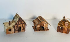 Rare American Folk Art Miniature Toys Dollhouses Christmas Ornaments 3 pcs