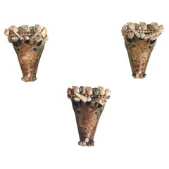 3 pcs Whimsical Wall Brackets Giraffe Heads Decorated with Sea Shells