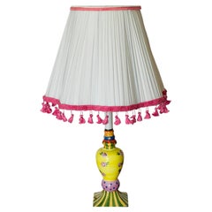Whimsical Lamp with Pleated Shade with Fringes McKenzie and Childs Style