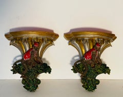 Whimsical Pair of Monkey Servants Wall Brackets