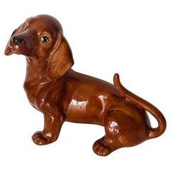 Vintage Lovely Dachshund Ceramic Figurine Signed