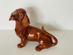 Vintage Lovely Dachshund Ceramic Figurine Signed