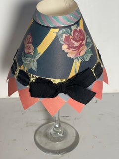 Vintage Mackenzie and Childs Handpainted Lamp Shade with a Bow and Box