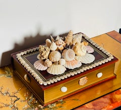 Sea Shell Encrusted Book Box with Marquetry