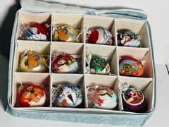 Vintage European Set of 12 pcs Handpainted Christmas Ornaments