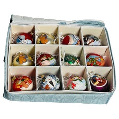 Vintage European Set of 12 pcs Handpainted Christmas Ornaments
