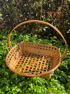 Antique Handwoven Flower Gathering Basket