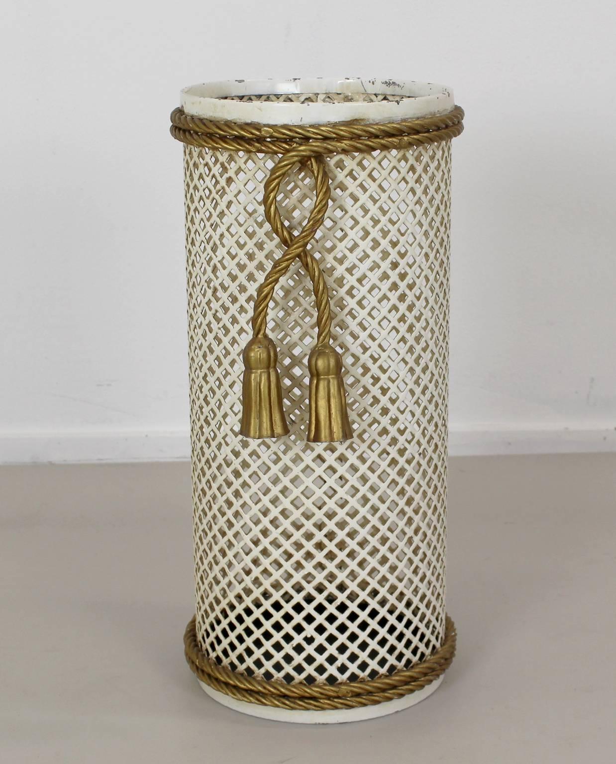 France Hollywood Regency Style Umbrella Stand with Gilded Drapery Cord 1
