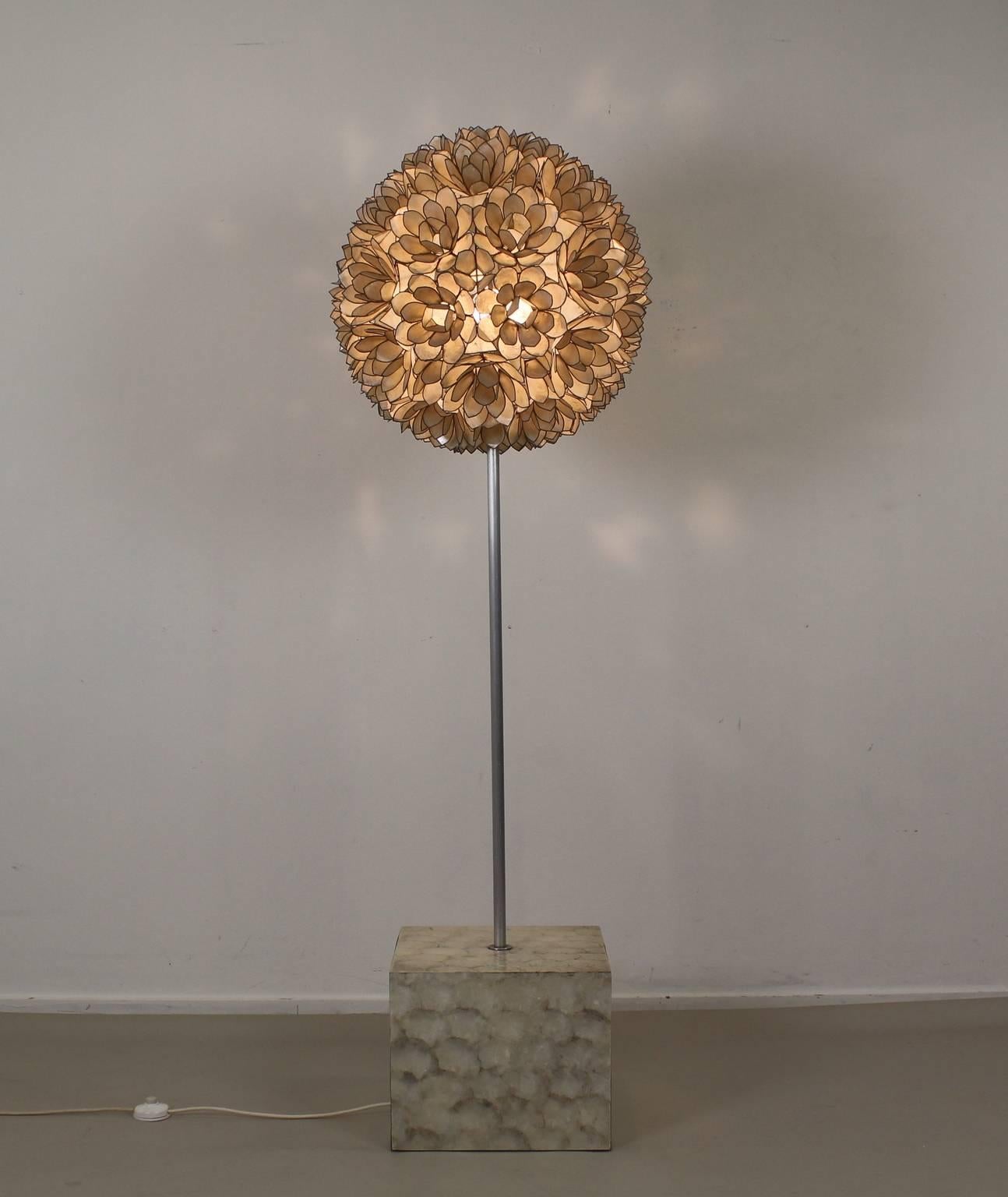 Mid-Century Modern All Original Mother-of-pearl Flower Ball Floor Lamp