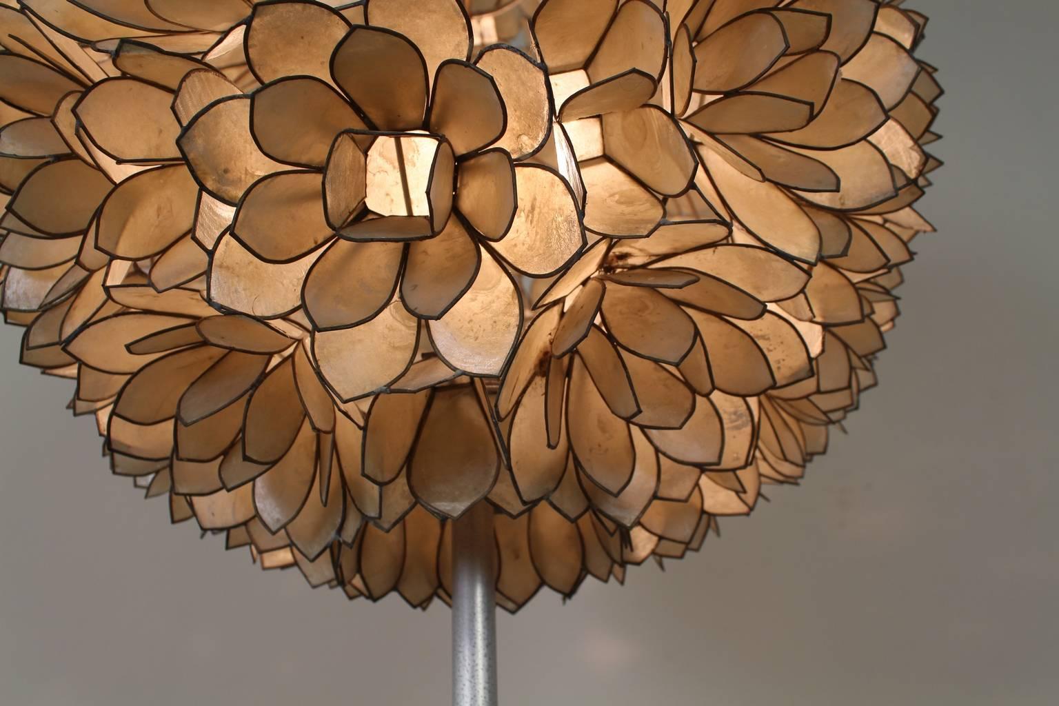 French All Original Mother-of-pearl Flower Ball Floor Lamp