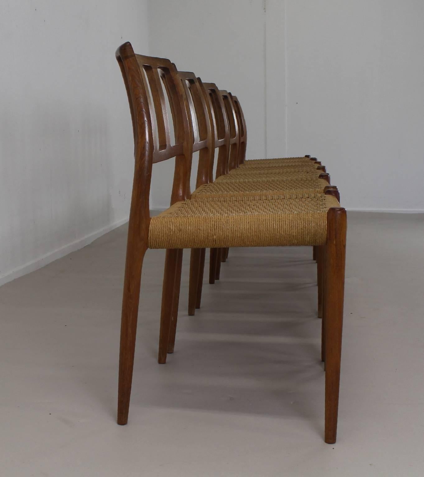 Scandinavian Modern Danish Design Teakwood Dining Chairs by Niels Møller For Sale