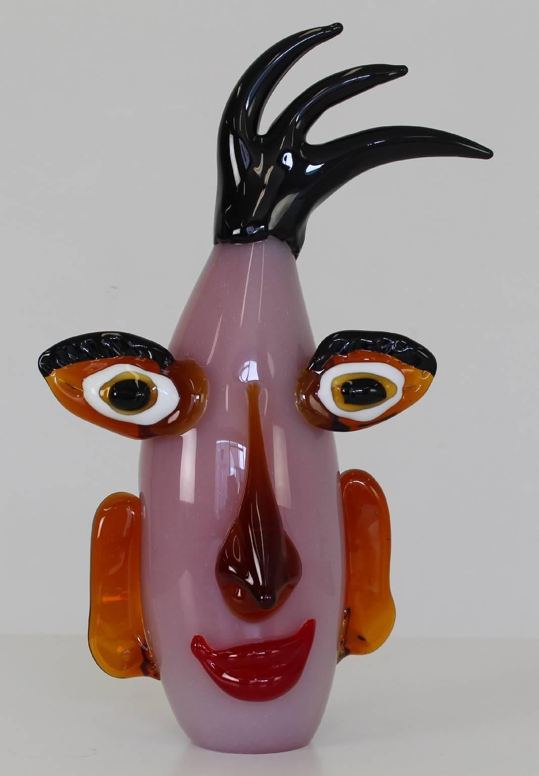 Murano Glass Abstract Face by Mario Badioli For Sale 3