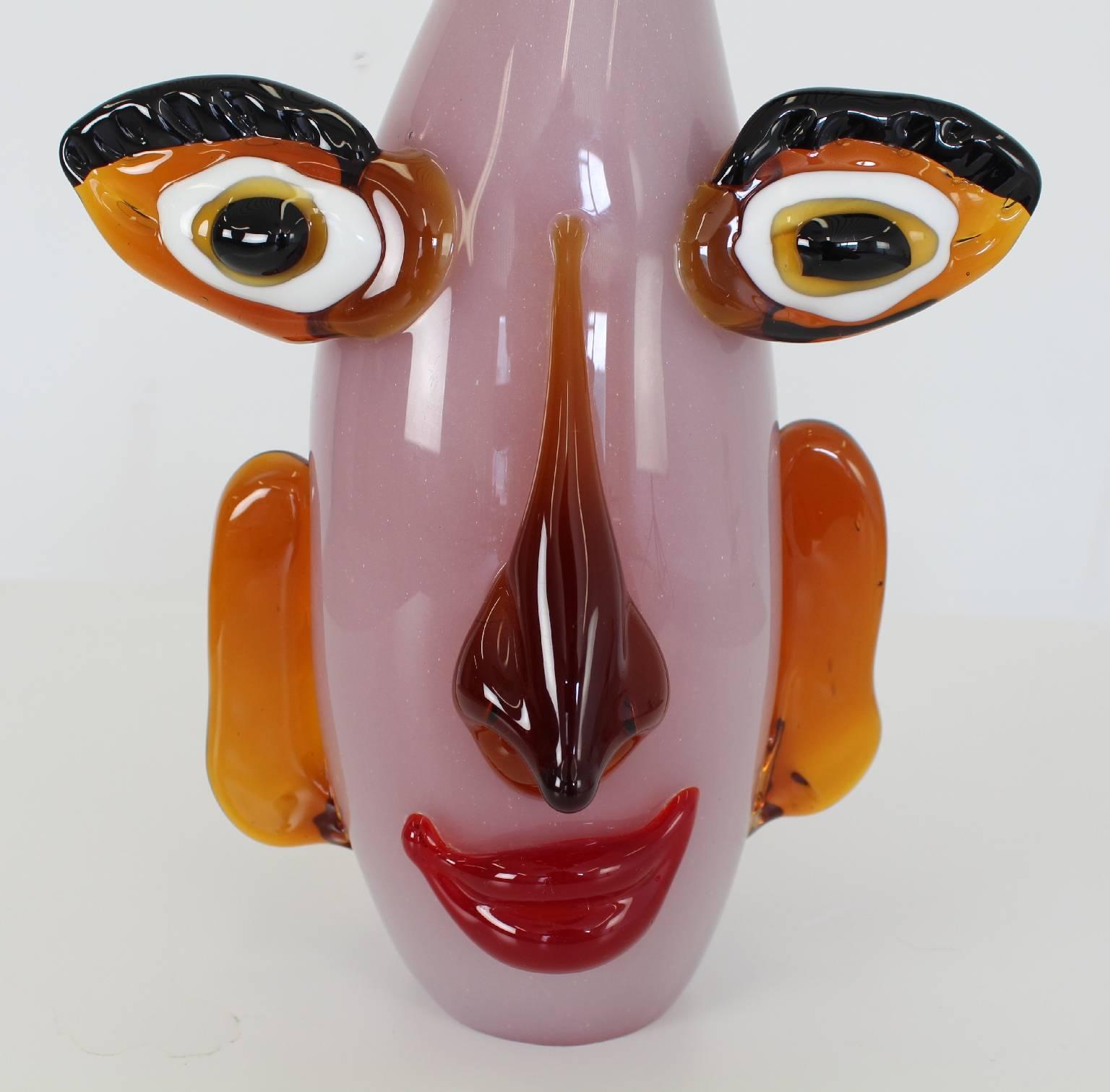 Murano Glass Abstract Face by Mario Badioli In Excellent Condition For Sale In Staphorst, NL